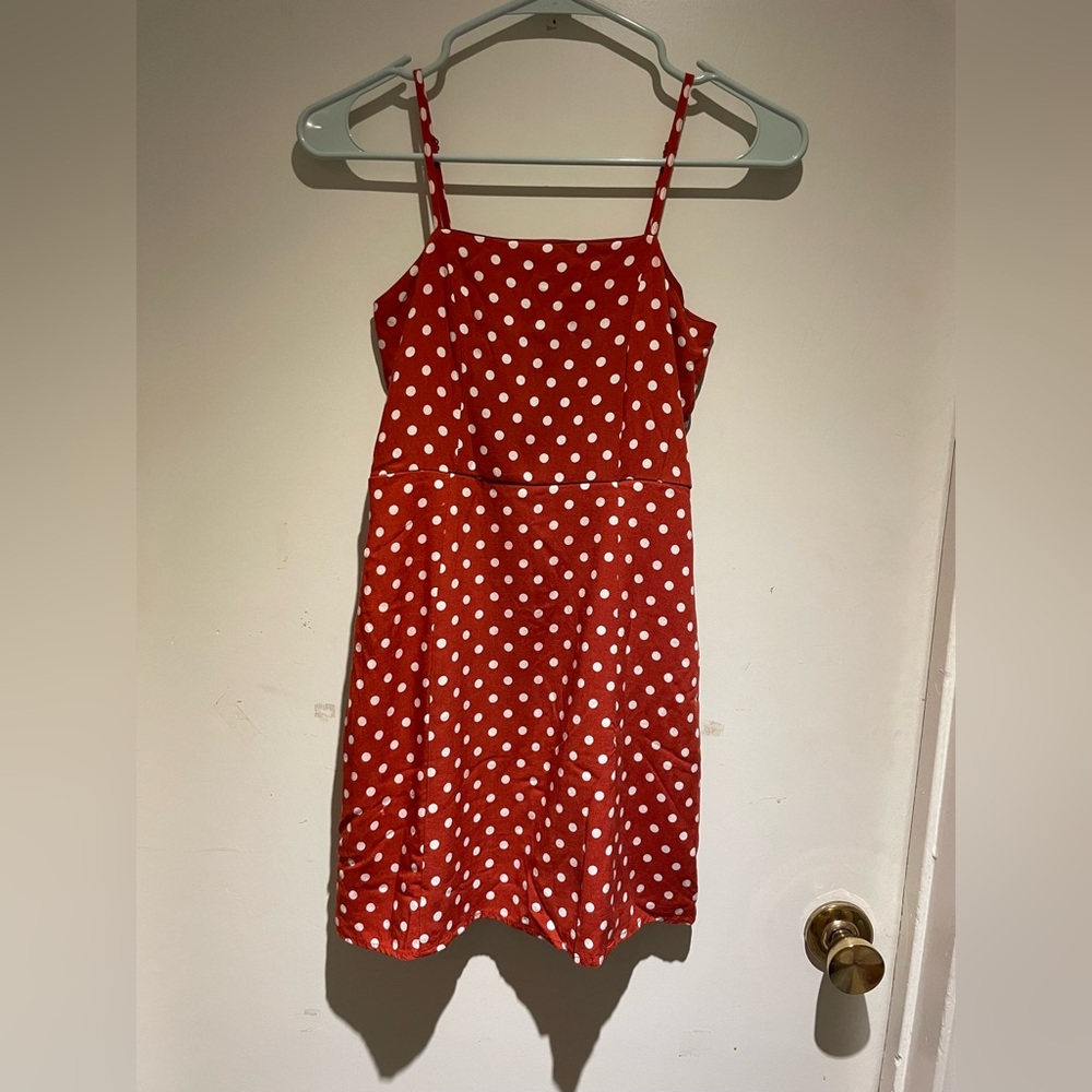 Sky and Sparrow red and white polk a dot dress size S